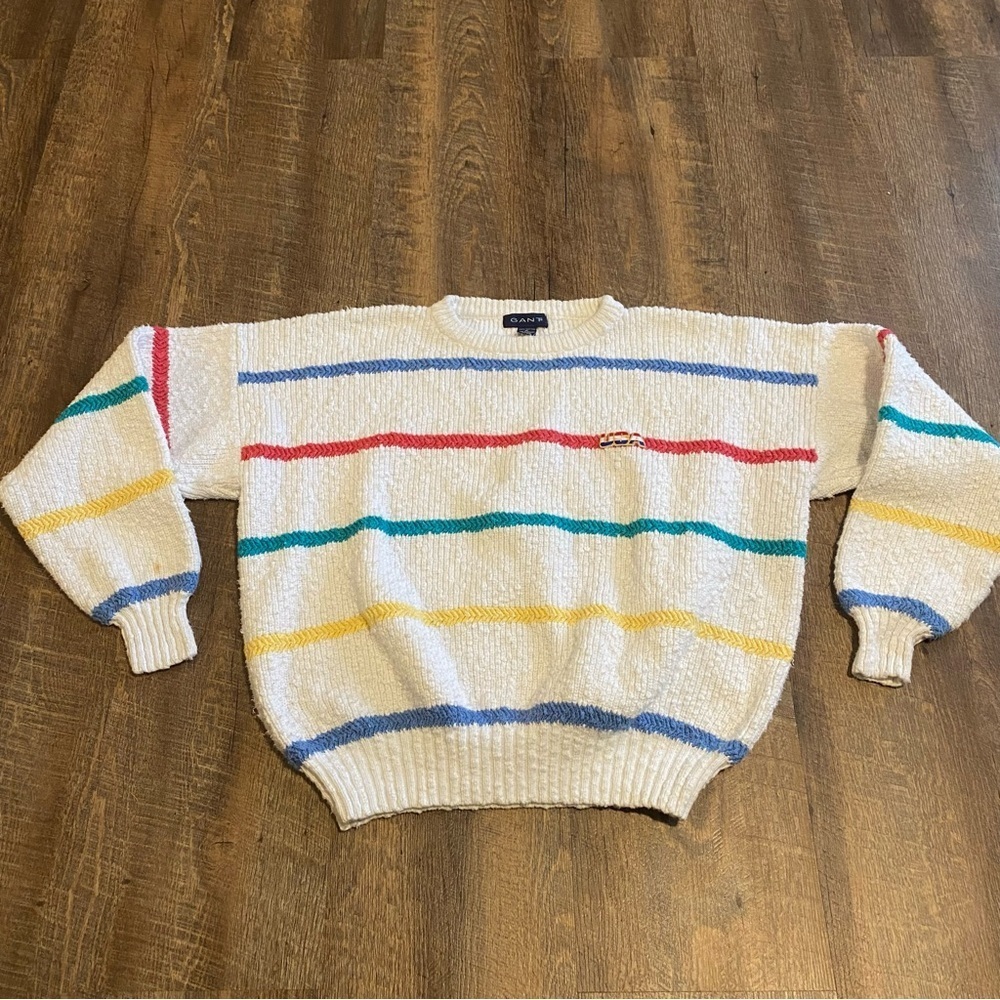 Vintage 90s Gant USA Color Striped Sweater Size XL
